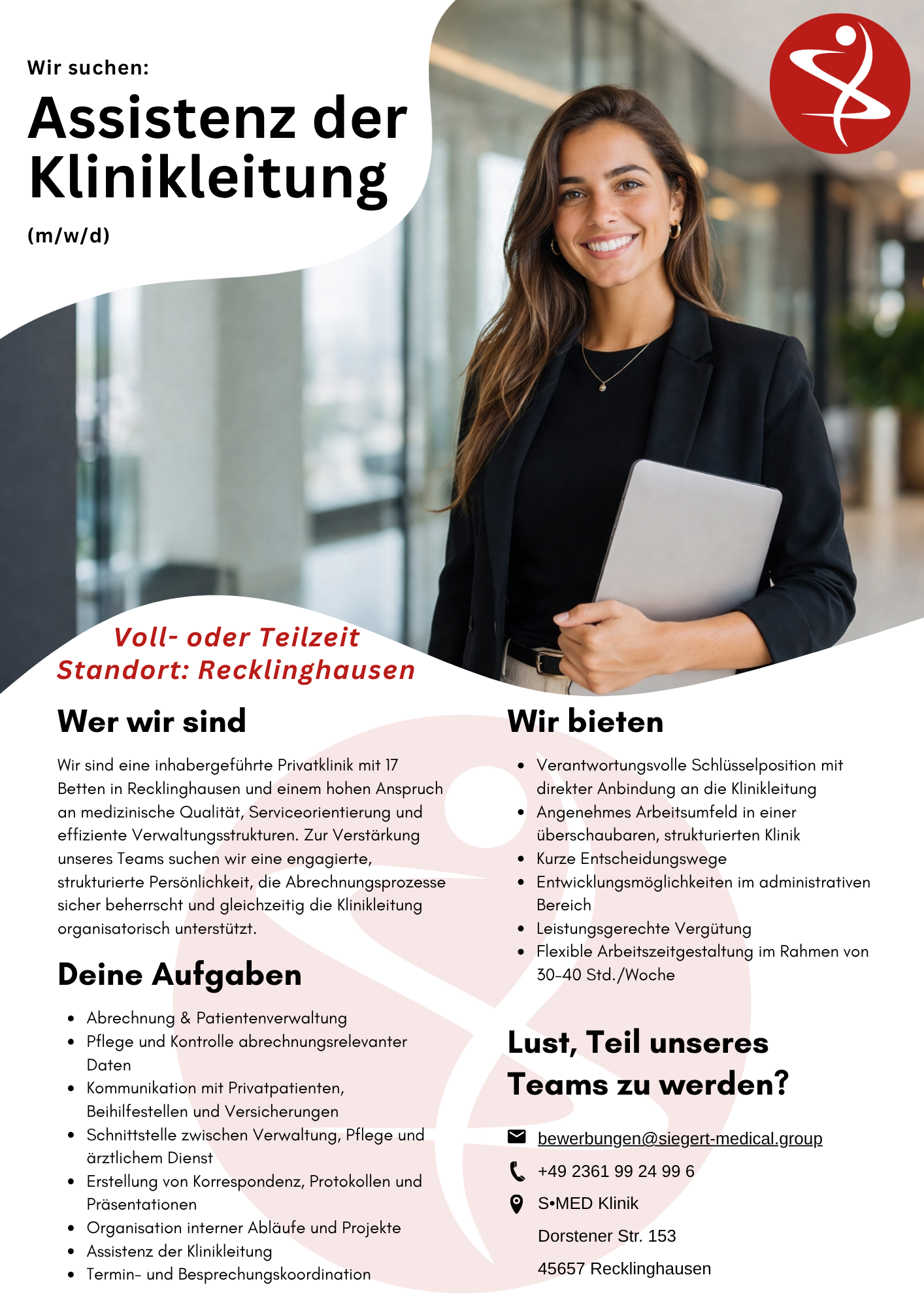 Stellenanzeige Assistenz der Klinikleitung